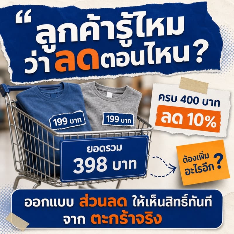 โพสต์โปรโมชันที่ทำจากรูปสินค้า ราคาและส่วนลดเป็นตัวหนังสือไทยที่อ่านชัด